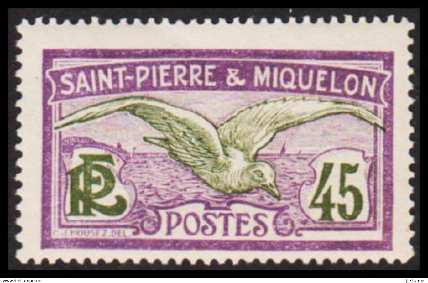 1909-1917. SAINT-PIERRE-MIQUELON. Seagull 45 C. Hinged.  (Michel 84) - JF537376 - Brieven En Documenten