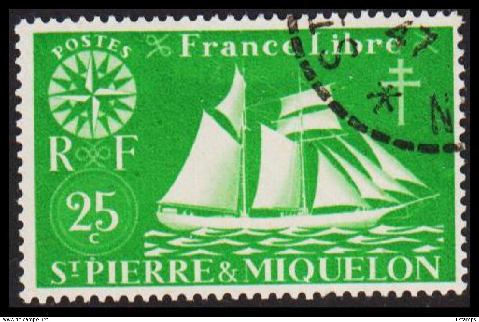 1942. SAINT-PIERRE-MIQUELON. Fisher Boat From Malo 25 C.  - JF537382 - Brieven En Documenten