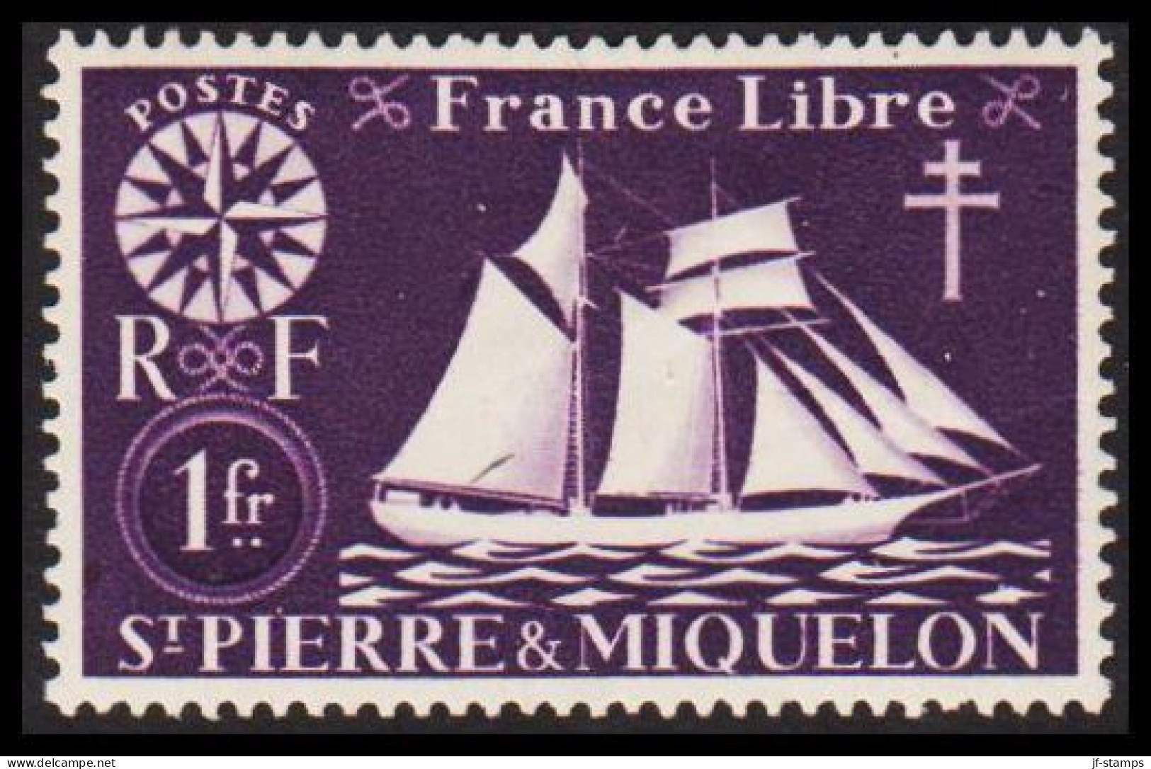 1942. SAINT-PIERRE-MIQUELON. Fisher Boat From Malo 1 Fr. Hinged.  - JF537384 - Lettres & Documents