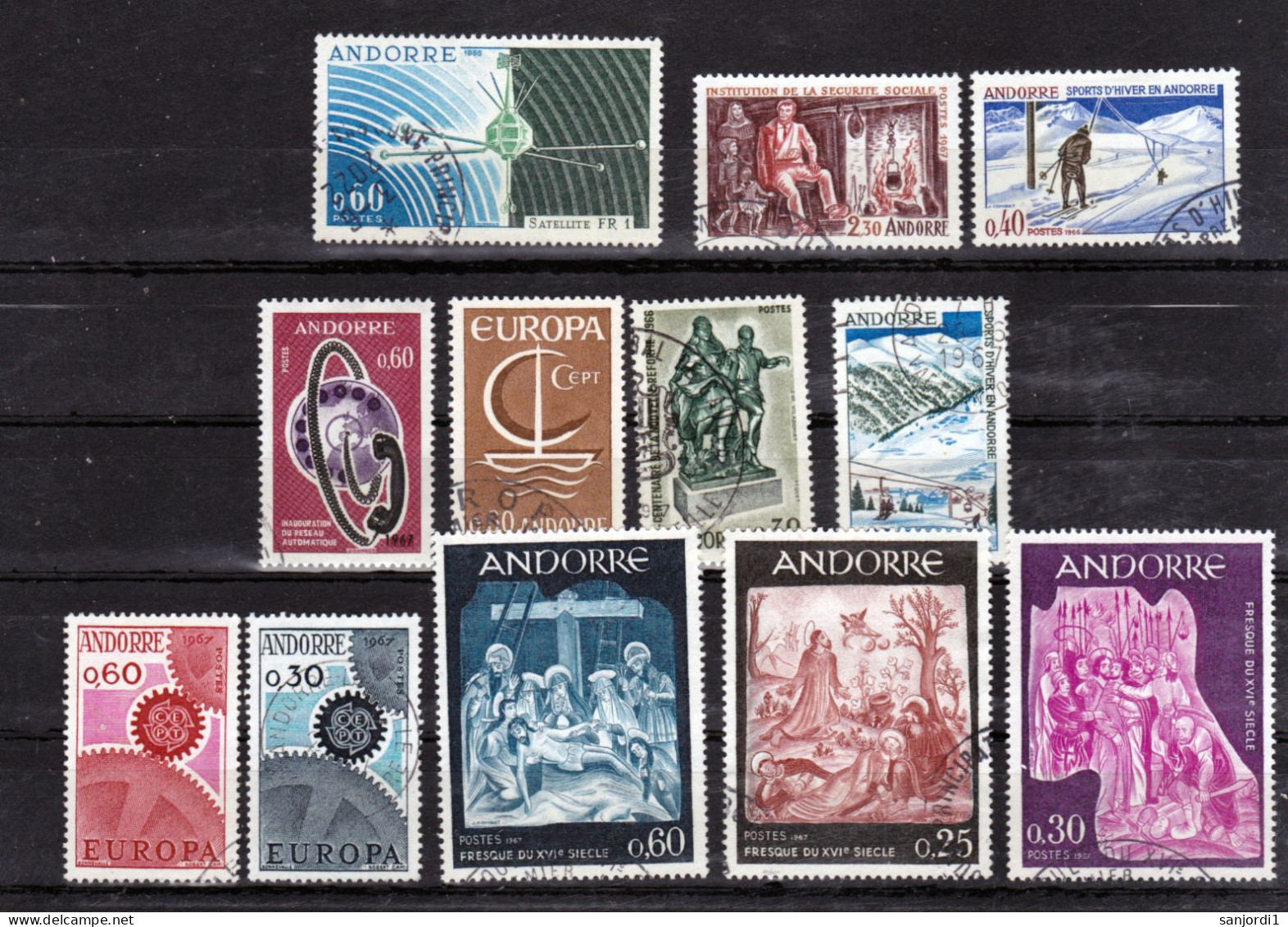 Andorre Française 1966 1967 Année Complète Oblitérée Used Cote 27 - Full Years