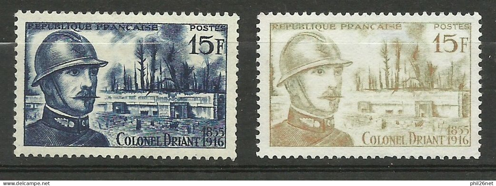 France N°1052 Colonel Driant Verdun  Noir Et Gris  Neuf  ( * )  B/TB  Le 1052  Type Pour Comparer Voir Scans Soldé ! ! ! - Neufs