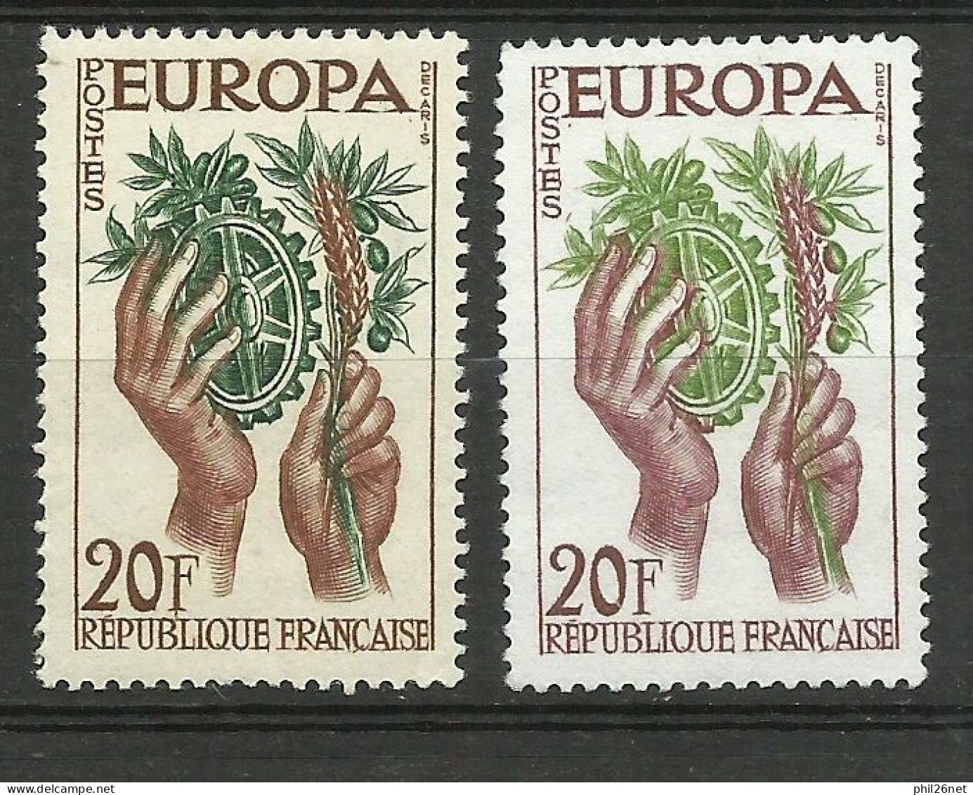 France N°1122 Europa 1957 Violet Et Olive   Neuf  ( * )  B/TB  Le 1122  Type Pour Comparer Voir Scans Soldé ! ! ! - 1957