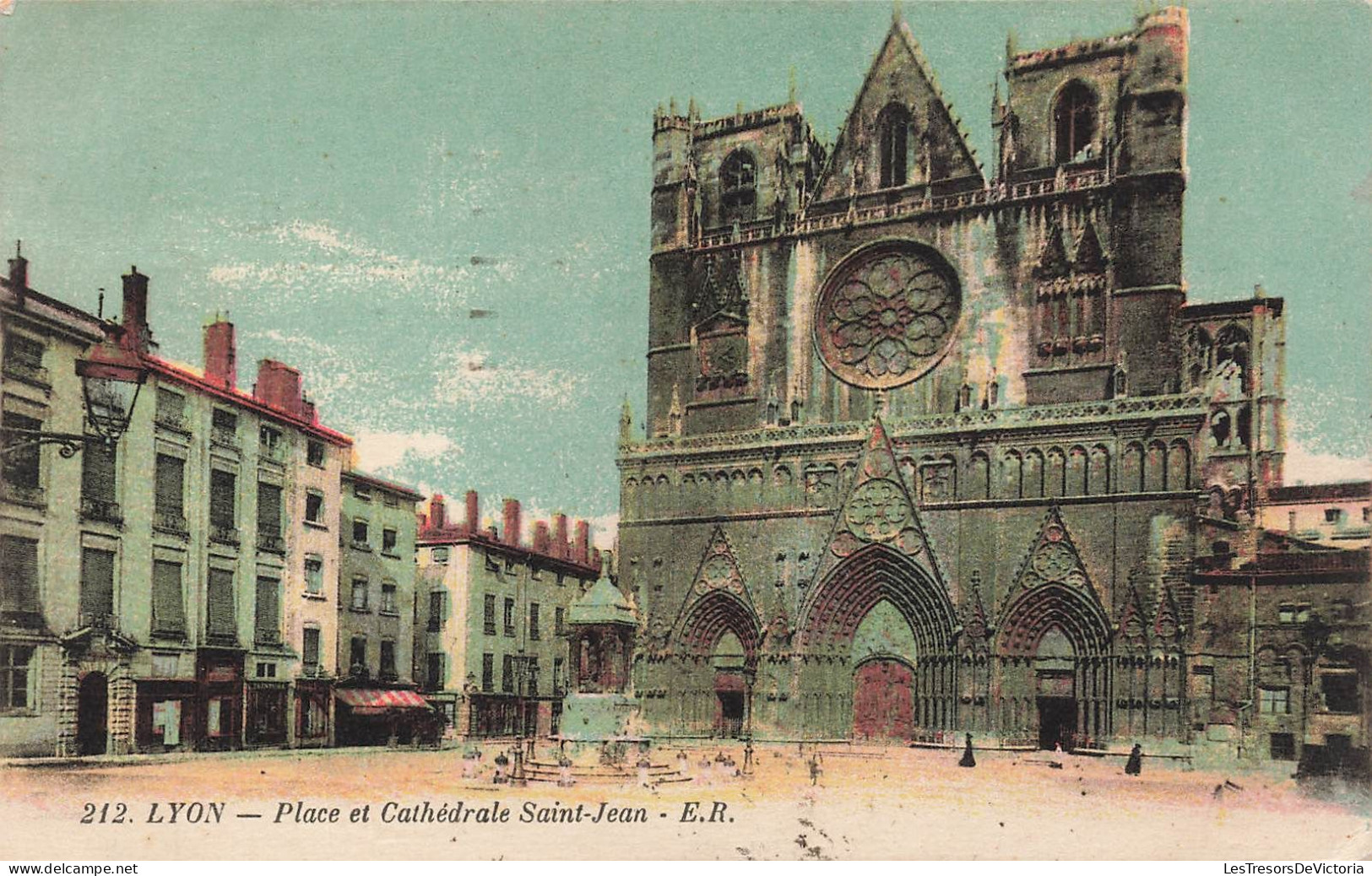 FRANCE - Lyon - Place Et Cathédrale De Saint Jean - ER - Colorisé - Carte Postale Ancienne - Lyon 5