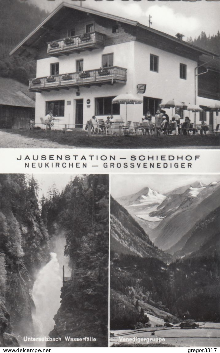 D8761) NEUKIRCHEN - Grossvenediger - Jausenstation SCHIEDHOF - Alte S/W Dreibild AK Mit Wasserfall Usw, - Neukirchen Am Grossvenediger