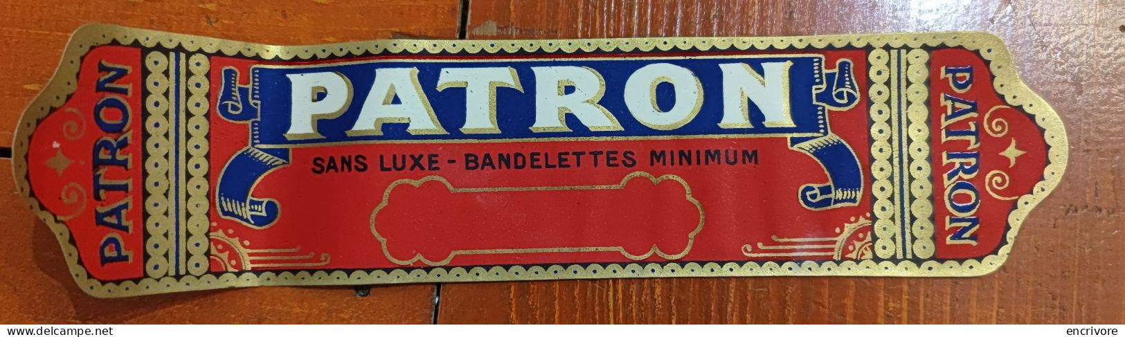 étiquette Cigares Tabac PATRON Sans Luxe Bandelettes Minimum - Etiketten