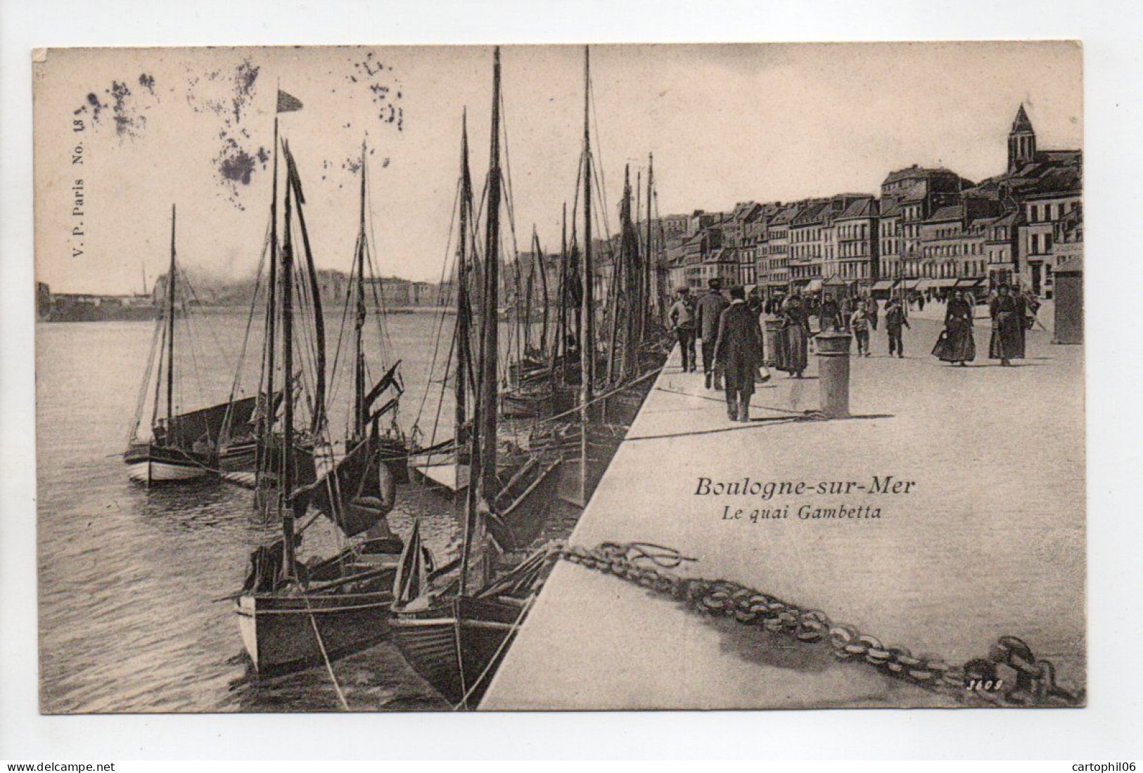 - CPA BOULOGNE-SUR-MER (62) - Le Quai Gambetta 1905 (belle Animation) - Edition V. P. N° 18 - - Boulogne Sur Mer