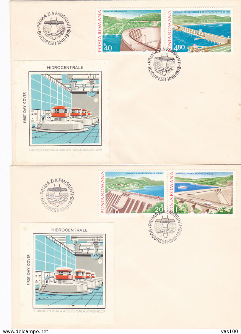 SCIENCE, ENERGY, WATER POWER PLANTS, COVER FDC, 3X, 1978, ROMANIA - Eau
