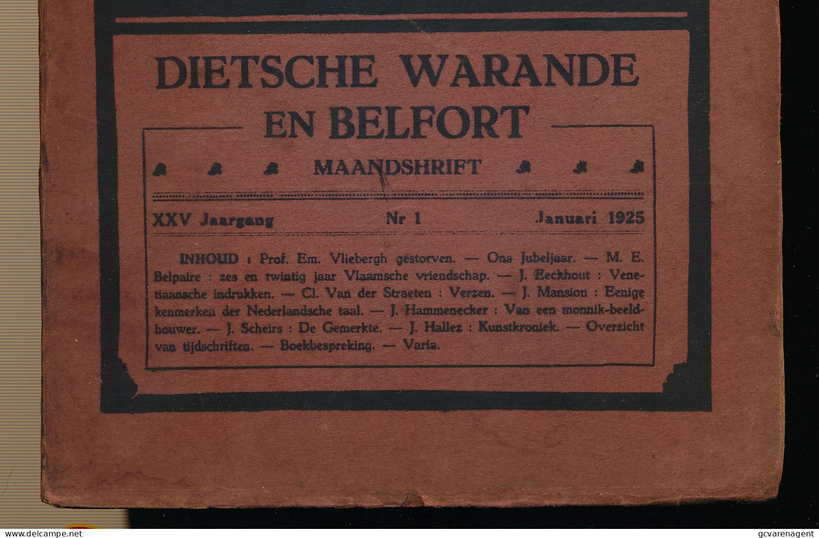 DIETSCHE WARANDE EN BELFORT MAANDSCHRIFT  JAN 1925    2 AFBEELDINGEN - Other & Unclassified