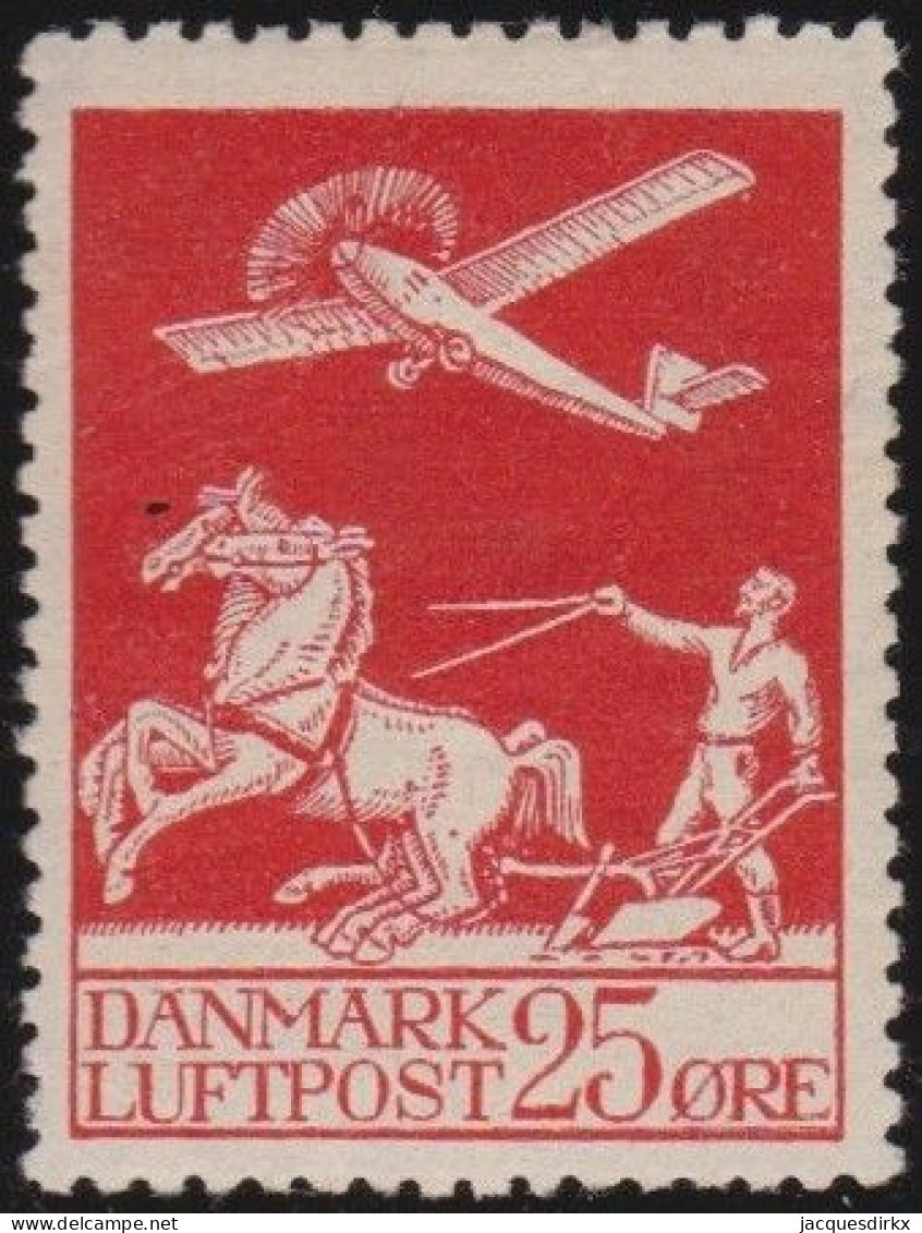 Denmark      .   Y&T     .     Airmail  3  (2 Scans)      .    **        .    MNH - Poste Aérienne
