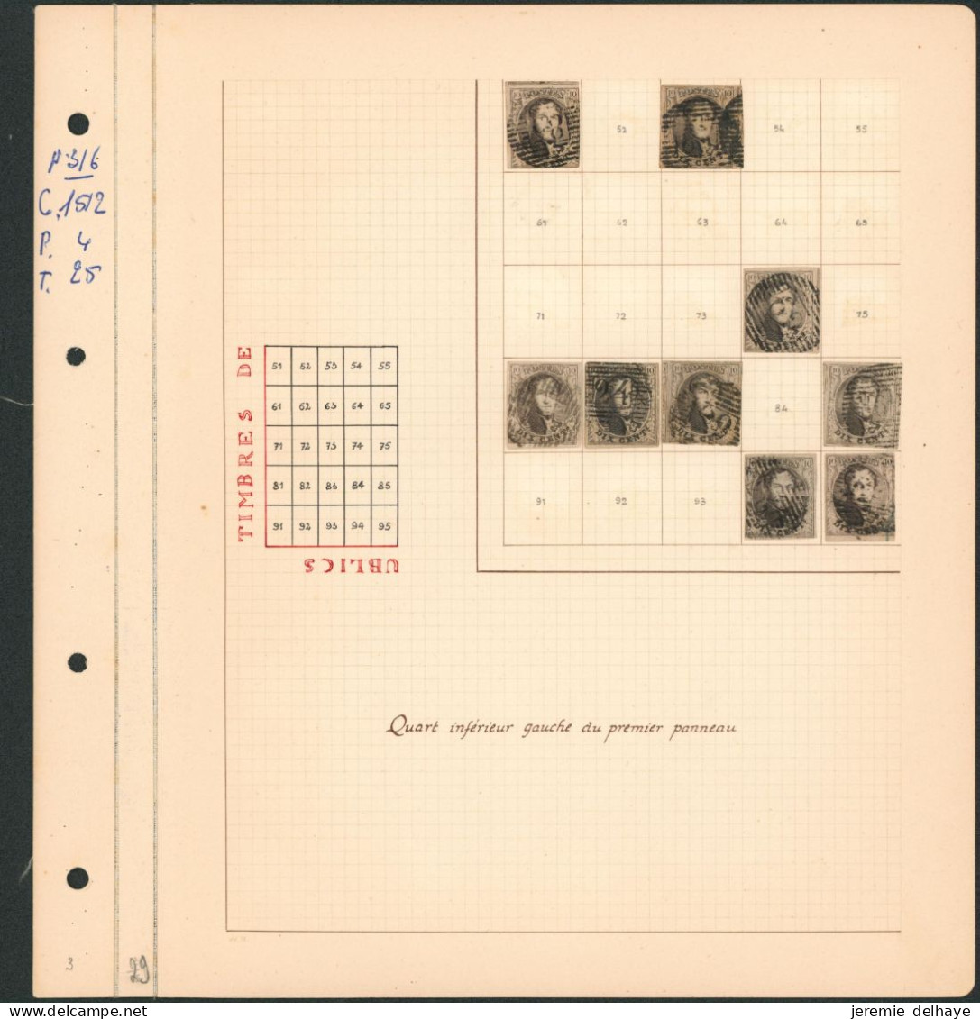 N°6 : Reconstitution De La Planche II (filigrane), 1er Et 2e Panneau Subdivisé En Quart + Planche III (1er Panneau) - 1851-1857 Medaglioni (6/8)