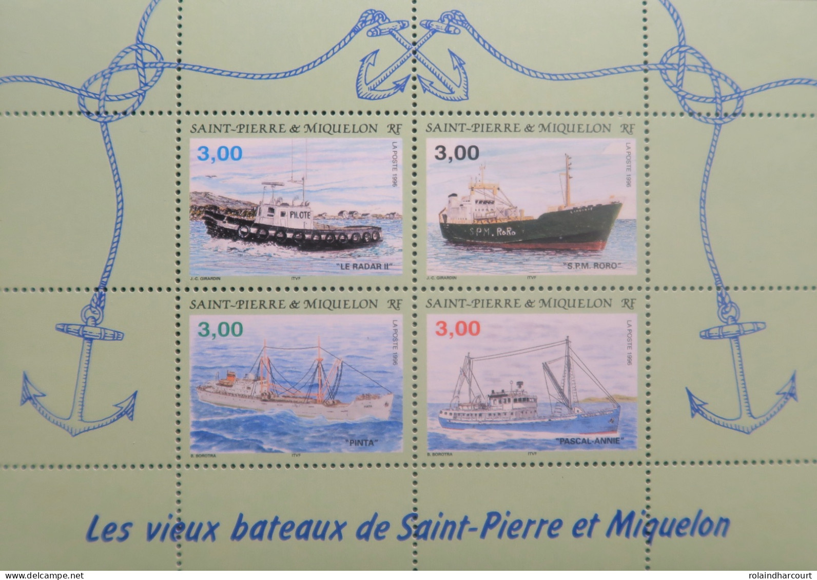 LP3969/2 - 1996 - S.P.M. - VIEUX BATEAUX DE SAINT PIERRE ET MIQUELON - N°5 BLOC NEUF** - Blocs-feuillets