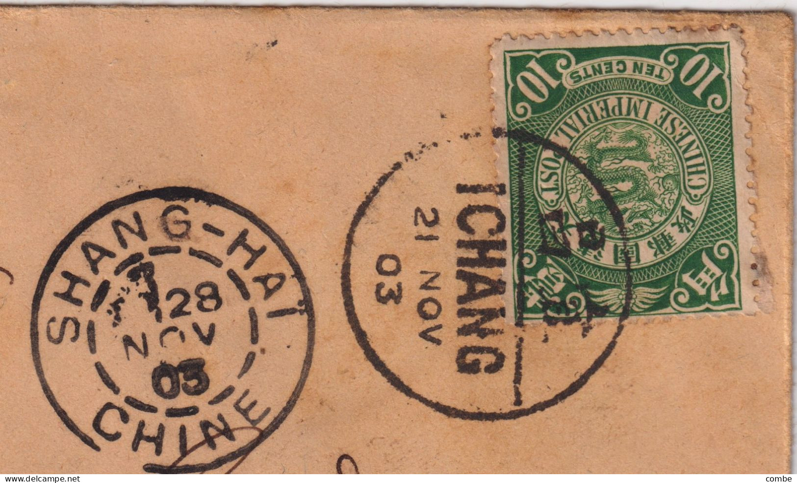 LETTRE. CHINE. COVER CHINA.  1903. SHANG-HAI. DRAGON 10c. ICHIANG. POUR FRANCE - Briefe U. Dokumente