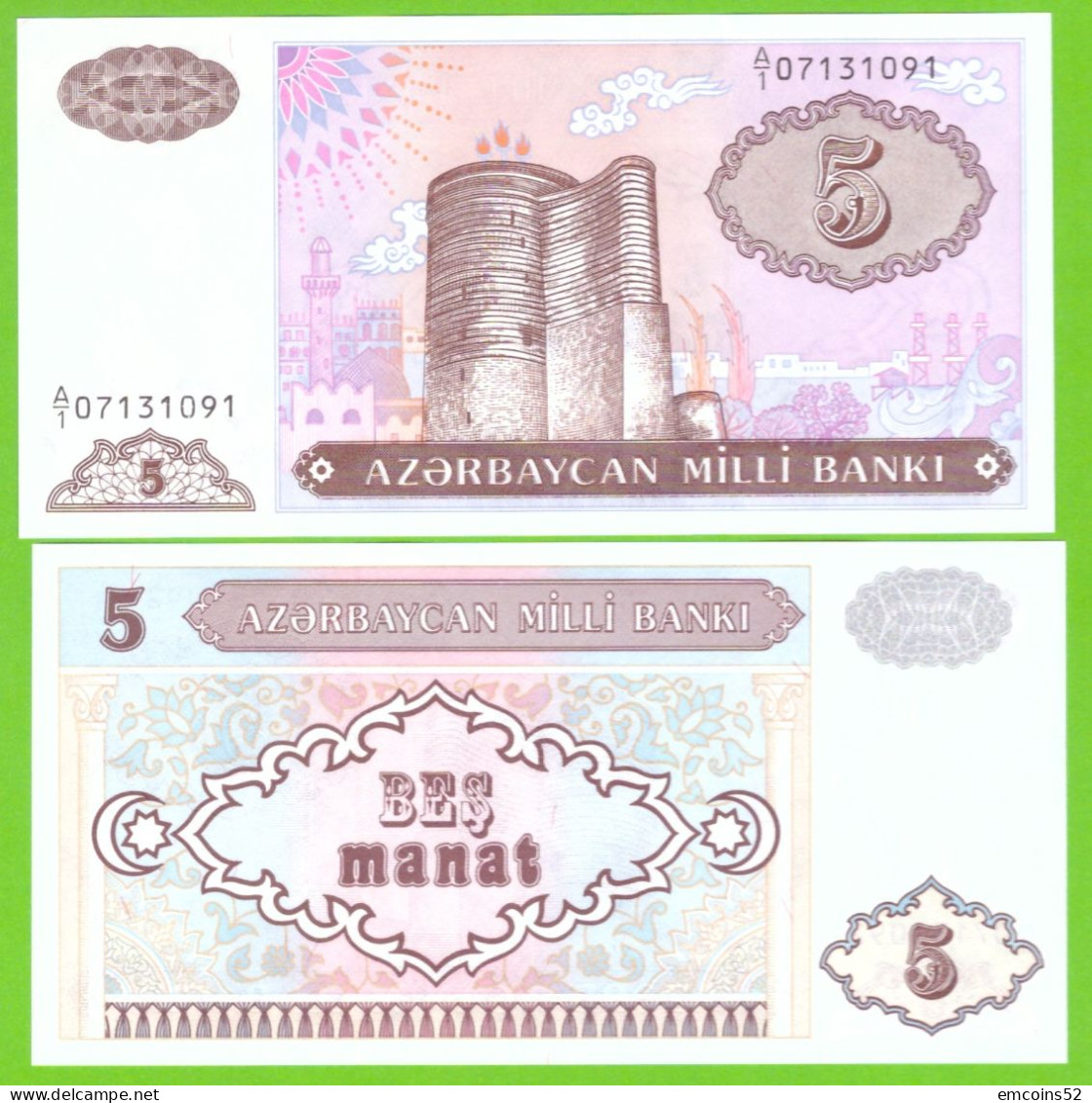 AZERBAIJAN 5 MANAT 1993  P-15  UNC - Azerbeidzjan