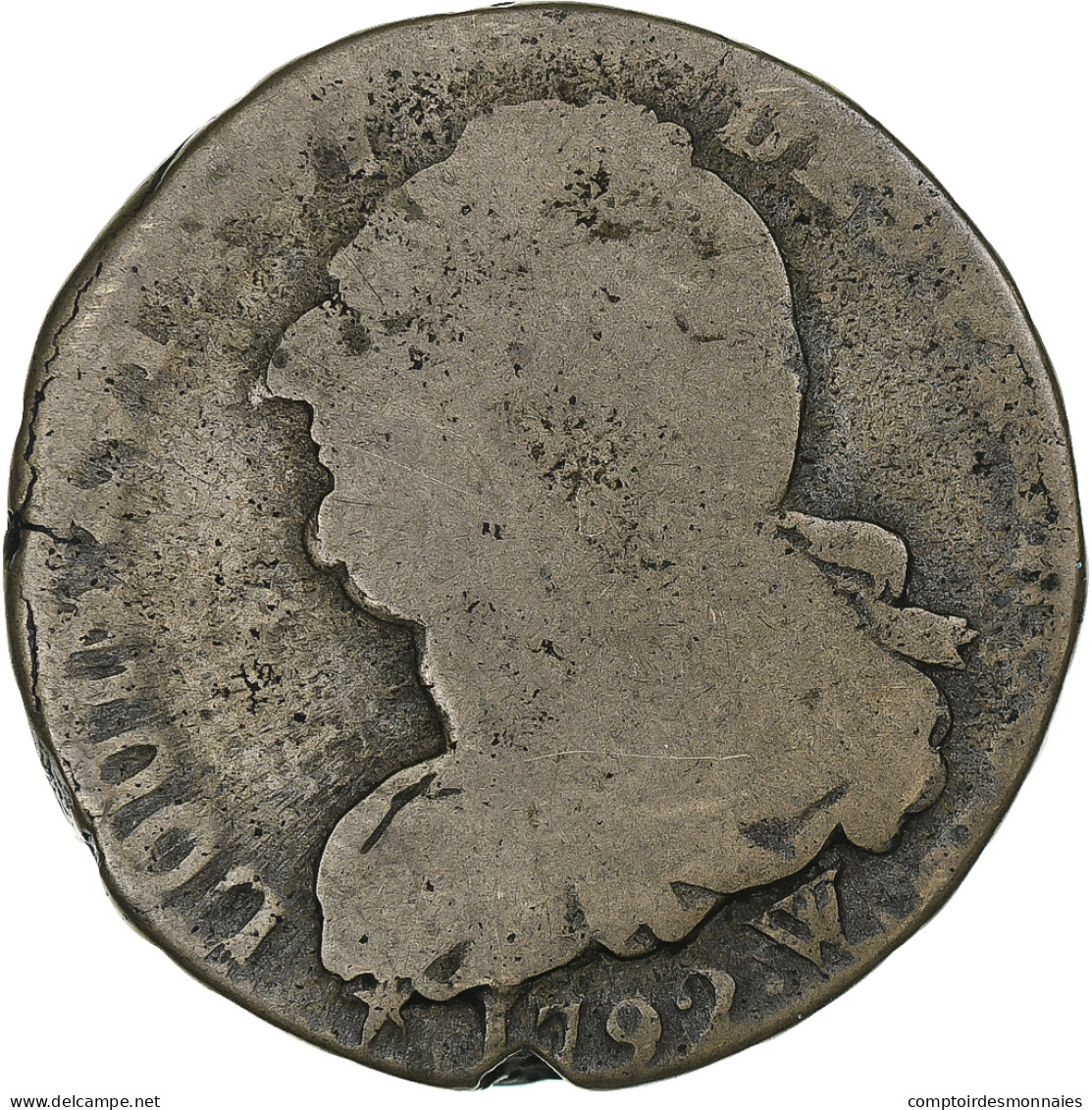 France, Louis XVI, 2 Sols, 1792, Lille, Die Break, B, Cuivre, Gadoury:25 - Sonstige & Ohne Zuordnung