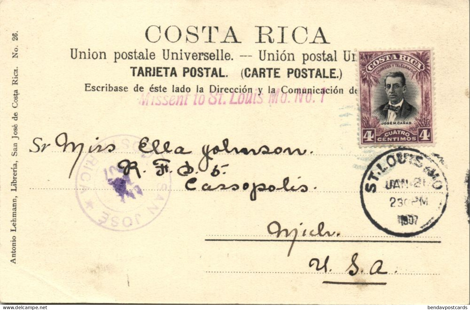 Costa Rica, C.A., SAN JOSÉ, Parque Central, Interior De La Catedral (1907) - Costa Rica