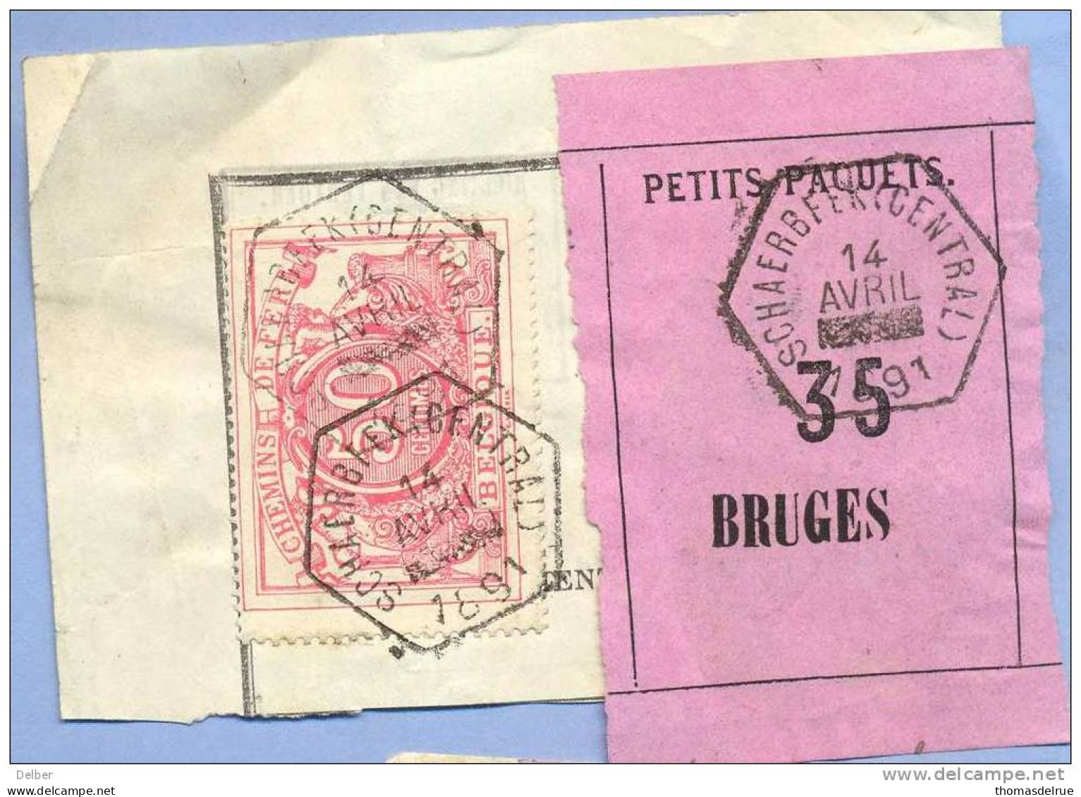 _V968: SCHAERBEEK( CENTRAL) > BRUGES: SP11/ Fragment PETITS PAQUETS Met  " étiquette " : N° 35: Type Bc: - Documents & Fragments