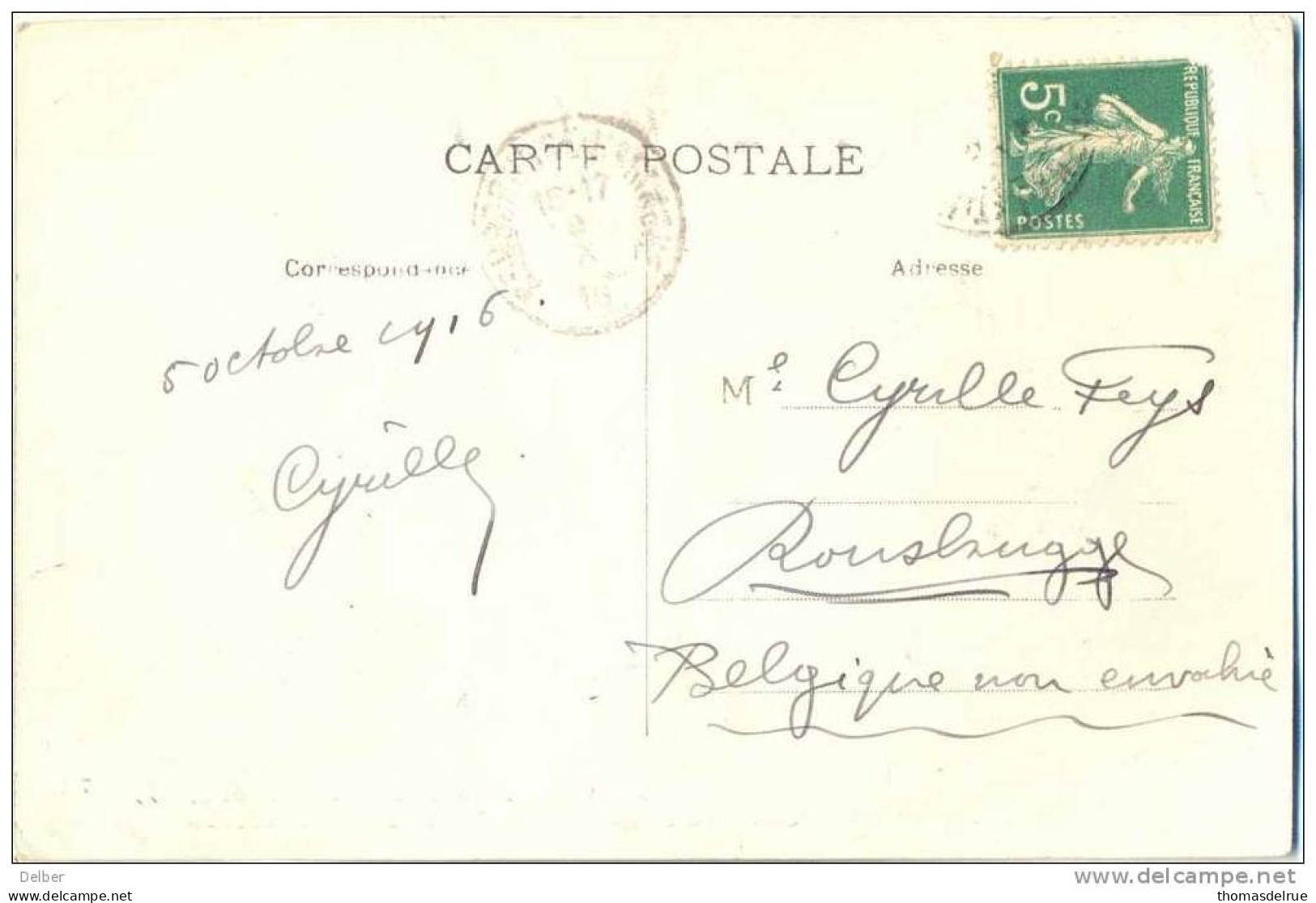 _G959: Mille Bond Souhaits Des PYRENEES. 5c Sem.> Rousbrugge:AK: ROUSBRUGGE-HARINGHE 9 X 16 - Unbesetzte Zone