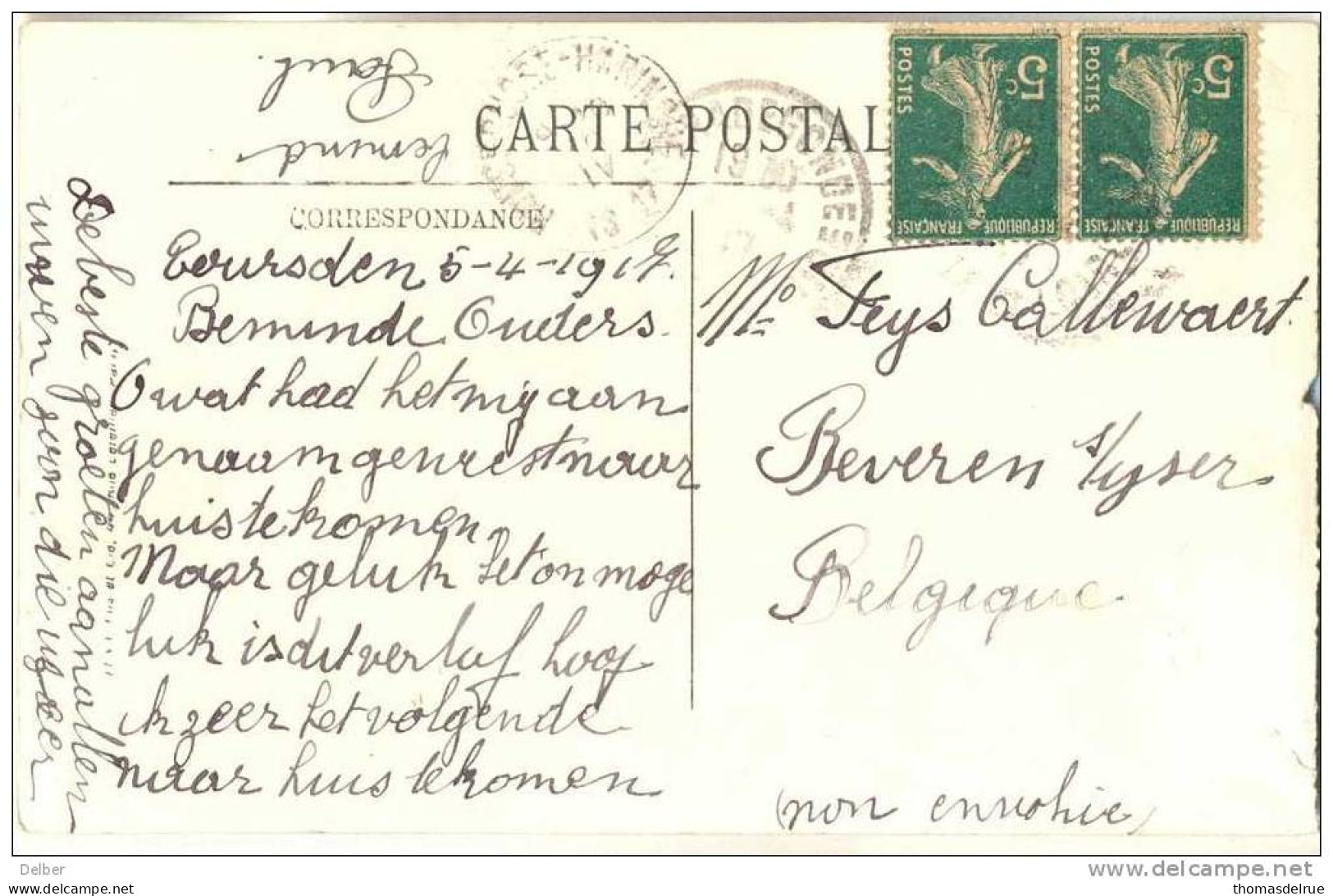 _G973:pk>Beveren S/Yser: Aankomst:ROUSBRUGGE-HARIN GHE  10 IV 1917  < 3: CHEVERNY - Le Château - La Façade Sud-est - Not Occupied Zone