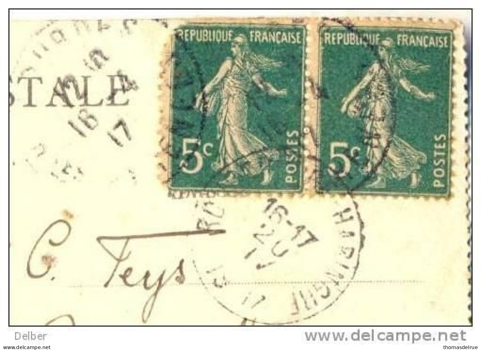 _G986: Carte Postale: LOURDES -Mosaïque:L(Incarnationc 5c+5c Semeuse: - AK: ROUSBRUGGE-HARINGHE 20.IV1917:.zegel Beschad - Not Occupied Zone