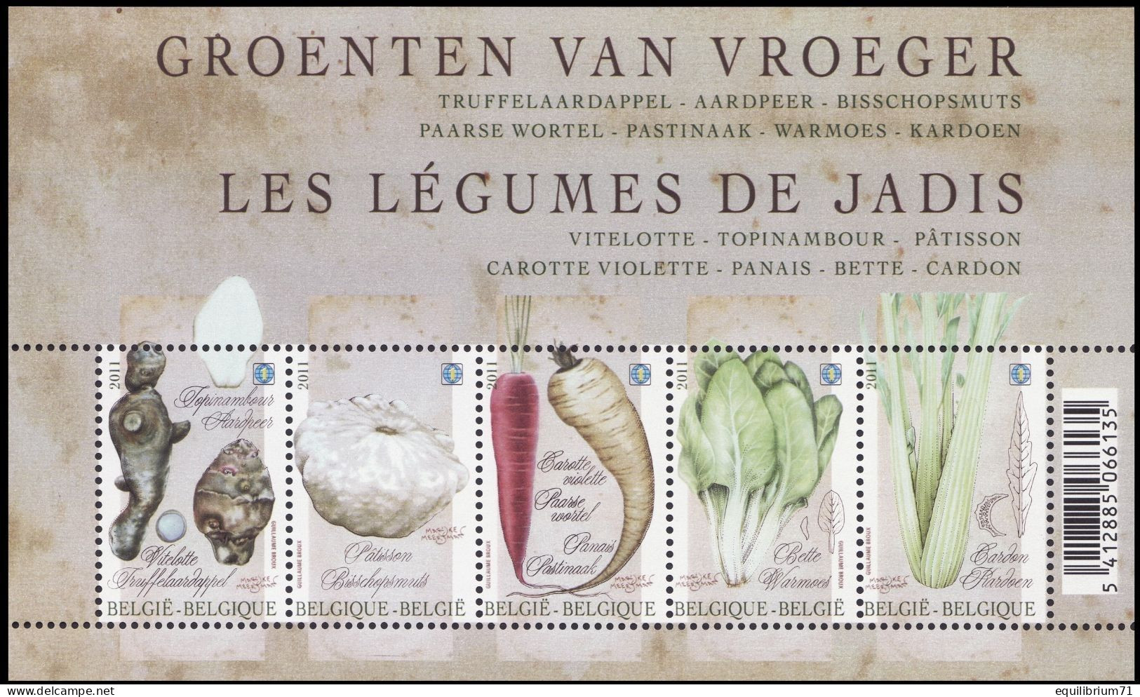 BL186**(4105/4109) Les Légumes De Jadis/Groenten Van Vroeger/Das Gemüse Von Früher/The Vegetables Of Yesteryear - MONDE - Groenten