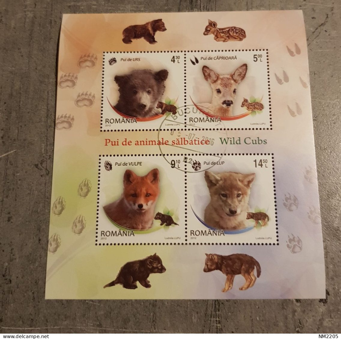 ROMANIA WILD CUBS MINIATURE SHEET USED - Gebraucht