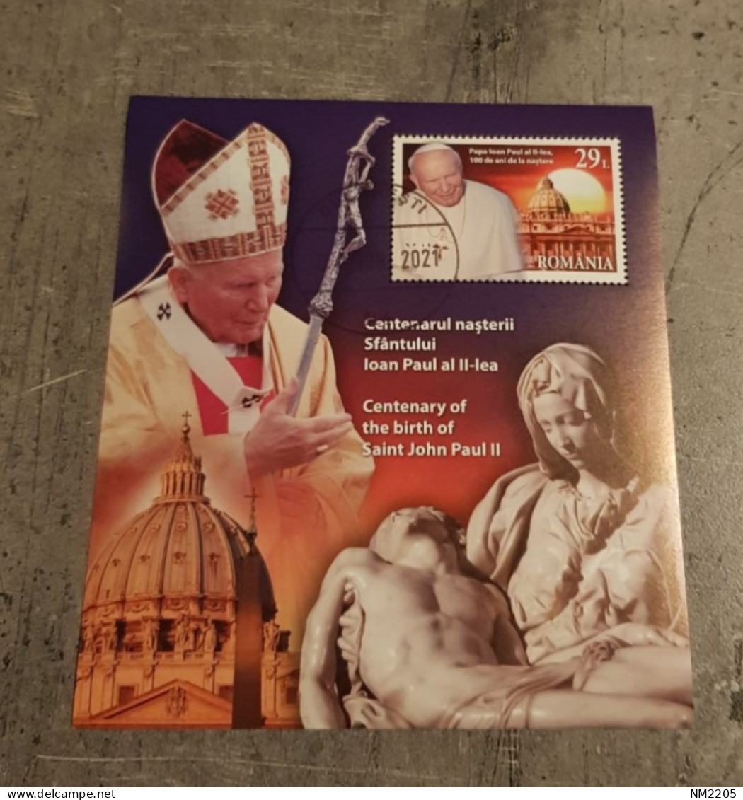 ROMANIA CENTENARY OF THE BIRTH OF SAINT JOHN PAUL II MINIATURE SHEET USED - Gebraucht