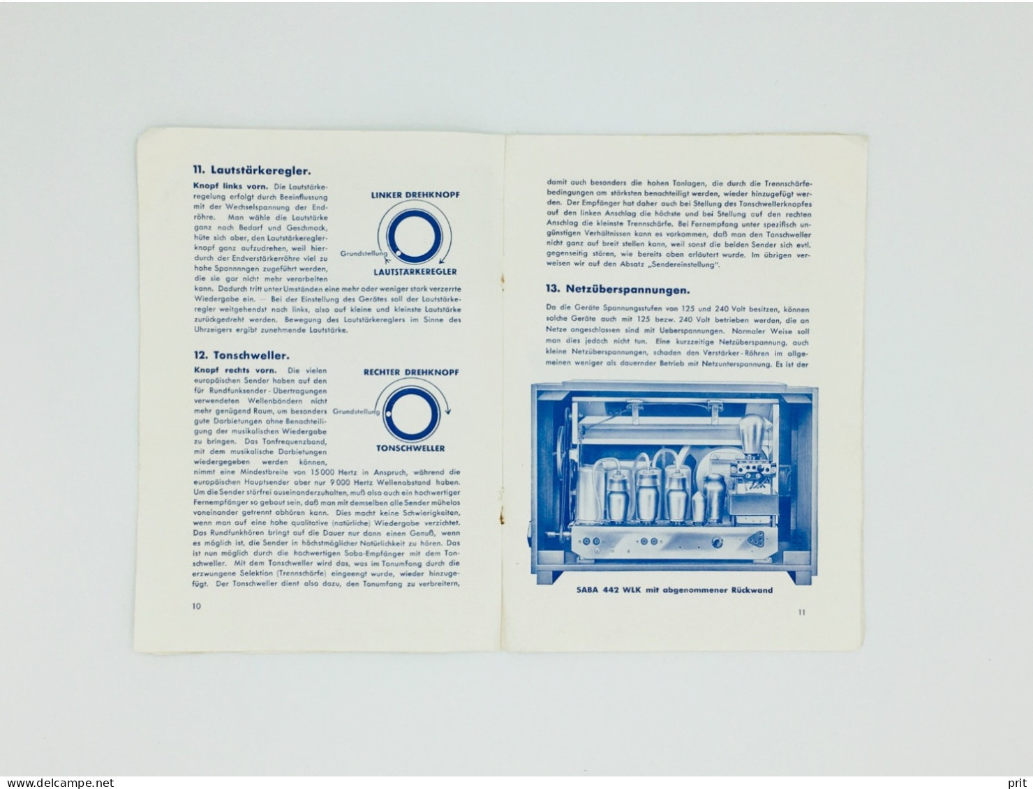 SABA Radio Germany 1936/37 manual brochure Saba 441WL 442 WLK 443 GWL 444 GWLK