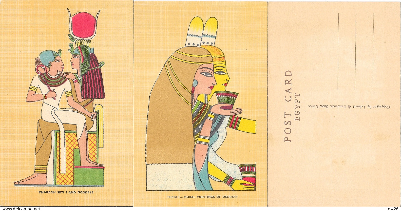 Egypte, Illustrations (Scene Of Pharaoh, Ancient Egypt, Thebes...) Lot De 8 Cartes Non Circulée By Lehnert & Landrock - Verzamelingen & Kavels