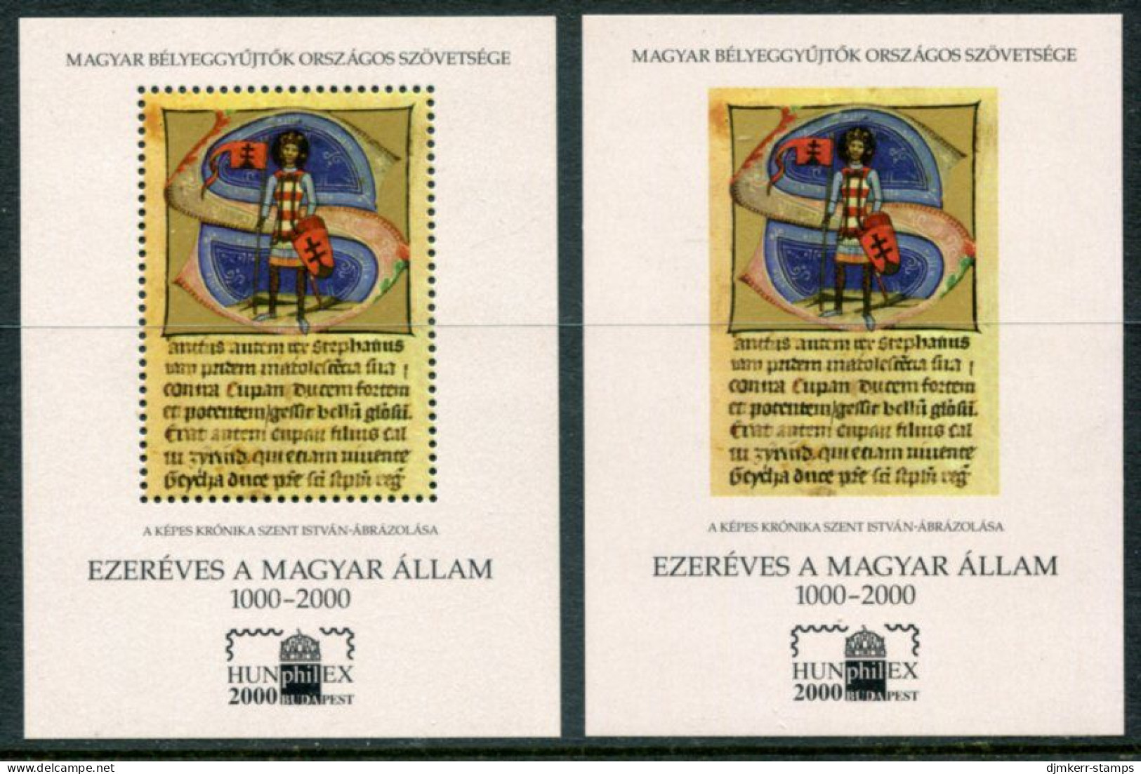 HUNGARY 2000 Millenium: Lluminated Initial From Chronicle Of St. Isztvan Two Blocks MNH / **.. - Hojas Conmemorativas