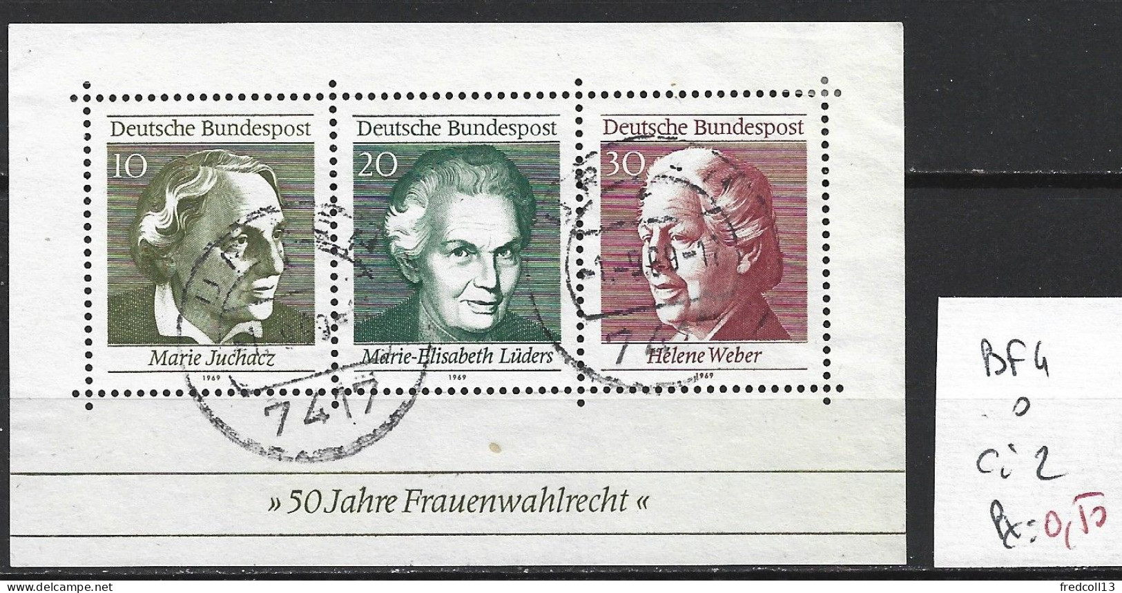 ALLEMAGNE FEDERALE BF 4 Oblitéré  Côte 2 € - 1959-1980