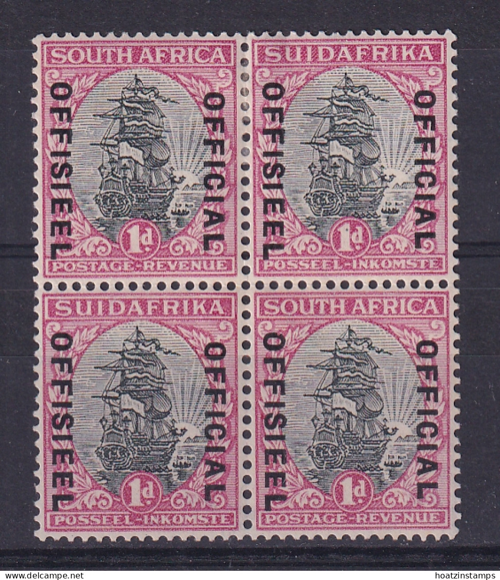 South Africa: 1930/47   Official - Ship   SG O13d?    1d   [Type II] [red Do By Pennant]  MH Block Of 4  - Dienstmarken