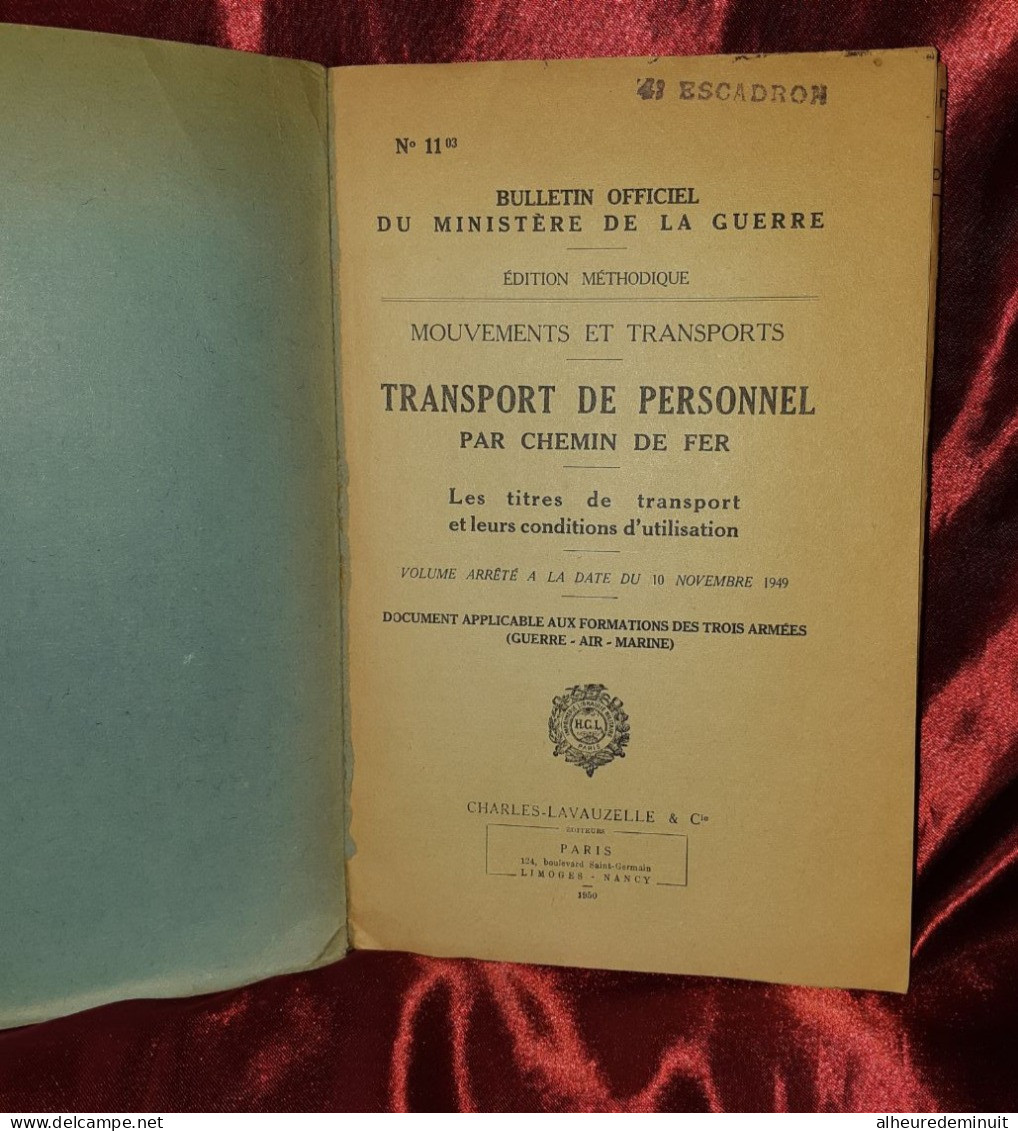 Transport De Personnel Par Chemin De Fer"Documents Aux Formation Des Trois Armées"GUERRE"AIR"MARINE"S.N.C.F"Rail"TRAIN"1 - Bahnwesen & Tramways