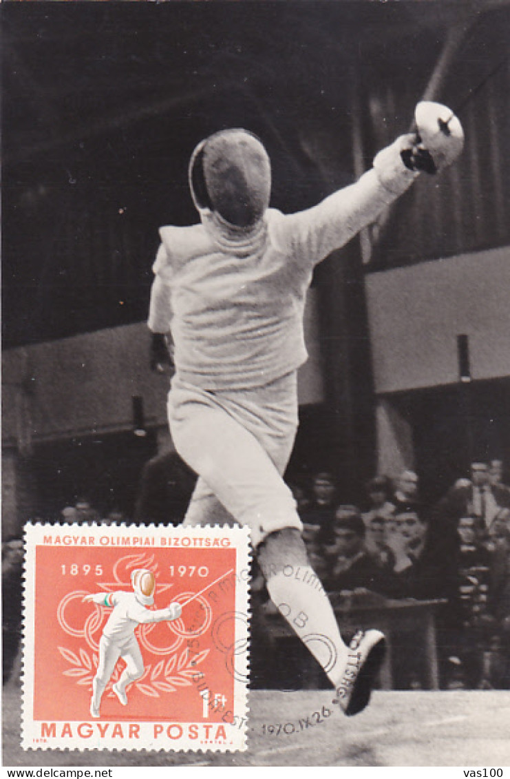 SPORTS, FENCING, CM, MAXICARD, CARTES MAXIMUM, 1970, HUNGARY - Escrime