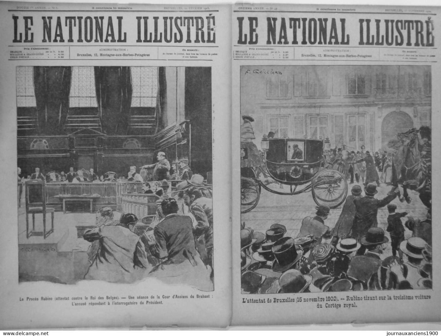 1894 ANARCHISTE RUBINO ATTAQUE ROI BELGE ROME 2 JOURNAUX ANCIENS - Ohne Zuordnung