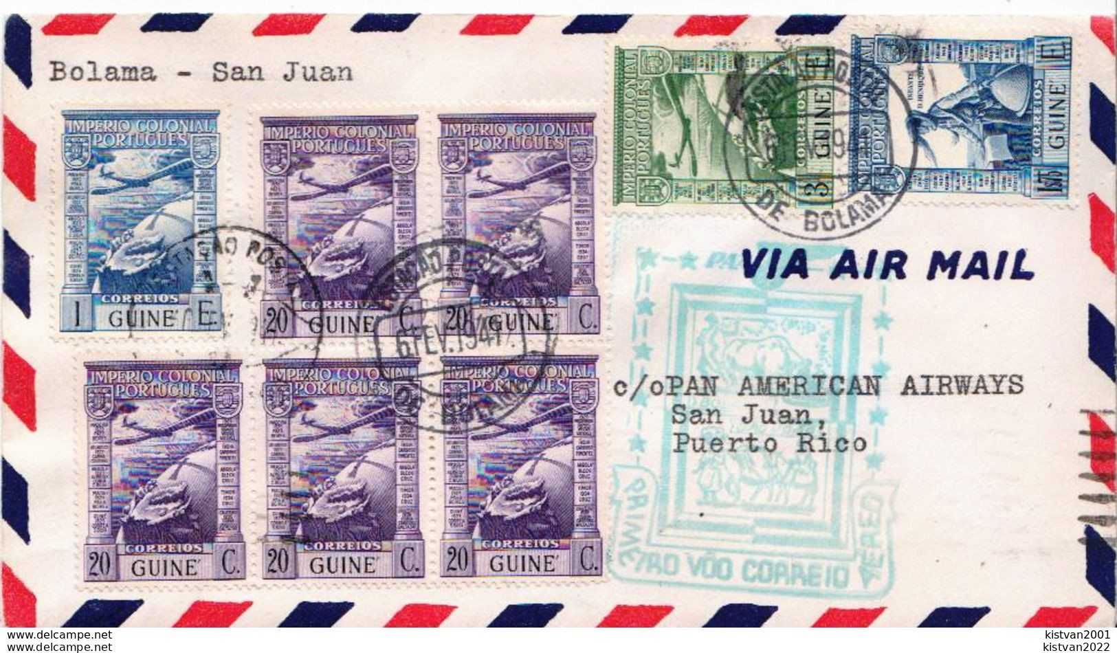 First Fly Cover To San Juan, Porto Rico On 6th February 1941 - Portugiesisch-Guinea