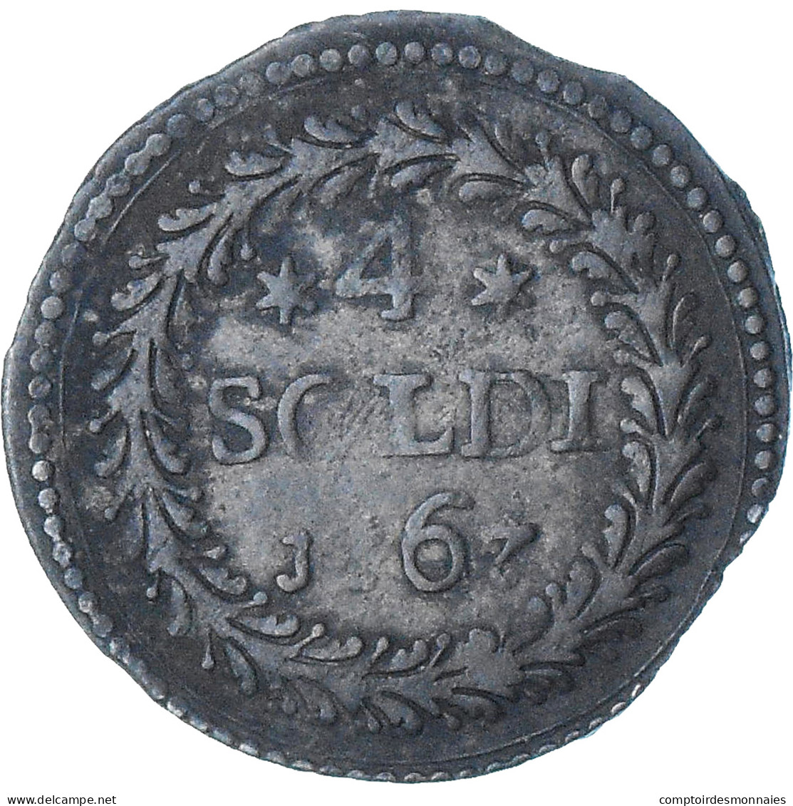 France, CORSICA, Pascal Paoli, 4 Soldi, 1767, Murato, TTB, Billon - Corsica (1736-1768)