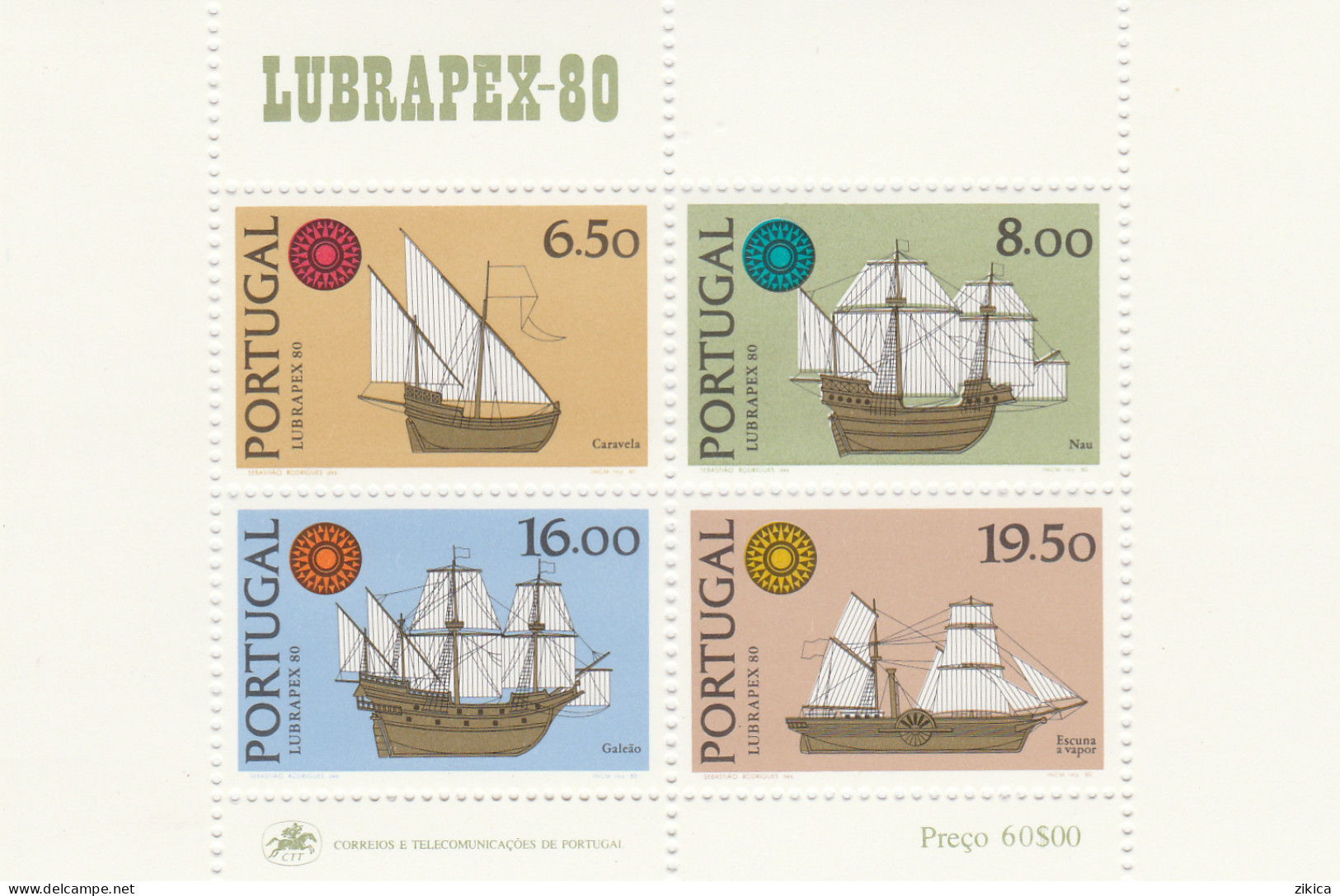 Portugal - 1980 Ships - International Stamp Exhibition LUBRAPEX '80,M/S MNH** - Neufs