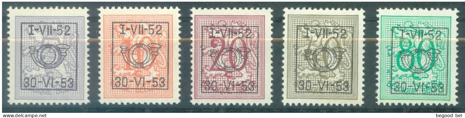 BELGIUM - I-VII-1952 30-VI-1953 - MLH/* - LION HERALDIQUE -  COB PRE625-629 - Lot 25930 - Typos 1951-80 (Chiffre Sur Lion)