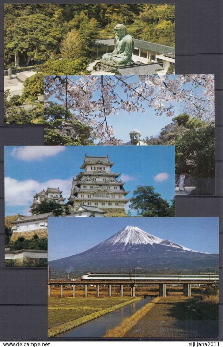 Action !! SALE !! ⁕ JAPAN ⁕ Great Buddha Kamakura Statue, Himeji Castle, Shizuoka Mount - Bulle Train ⁕ 4v Postcard - Colecciones Y Lotes