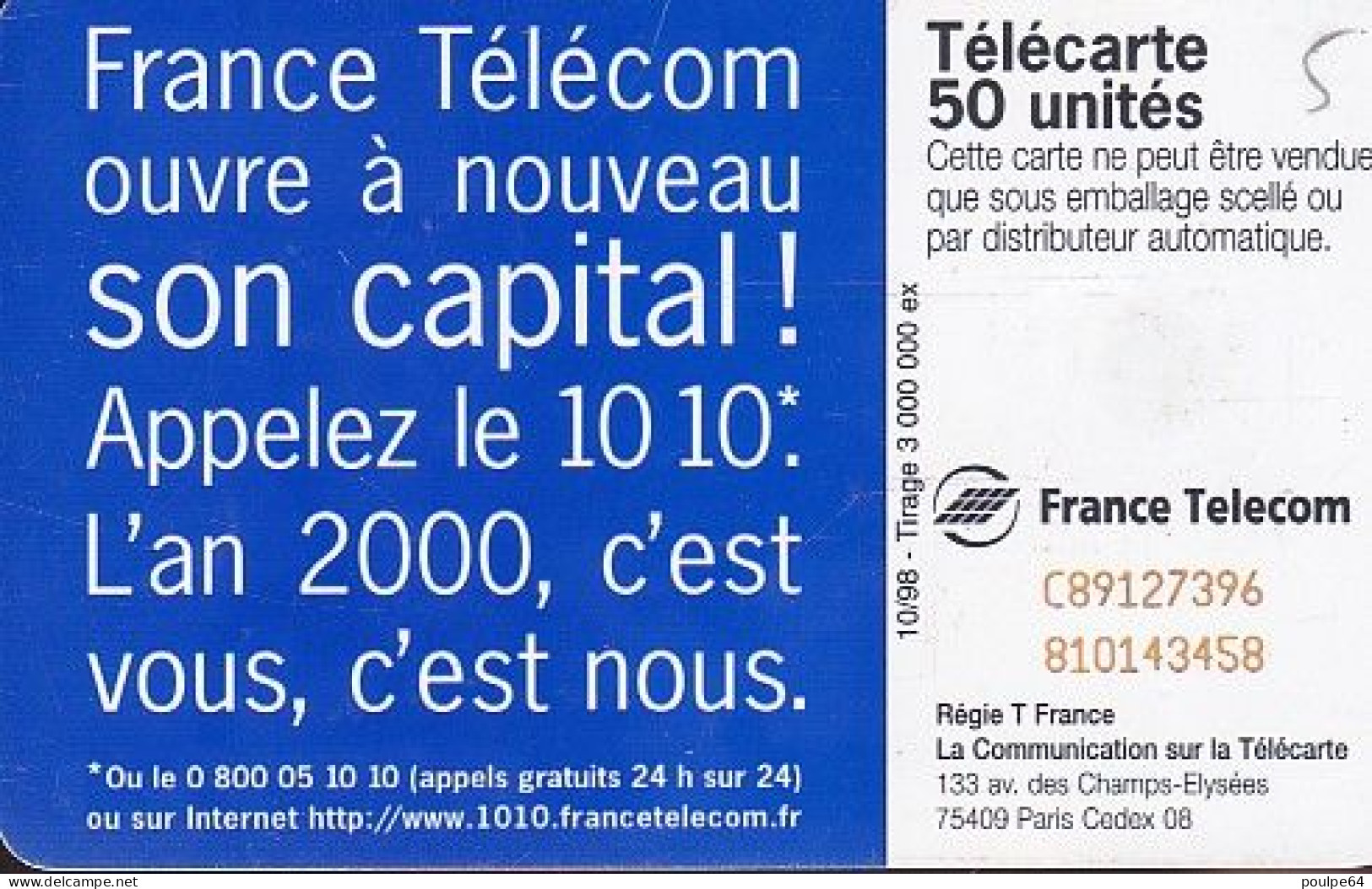 F924B  10/1998 - OUVERTURE DU CAPITAL - 50 SC7 - 1998