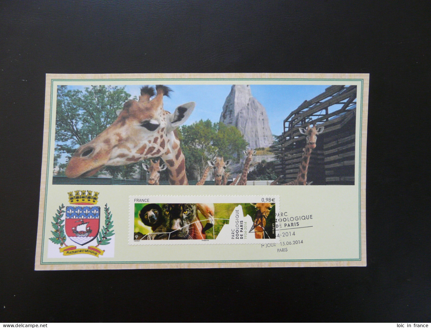 Carte FDC Card Girafe Parc Zoologique De Paris France 2014 - Giraffen