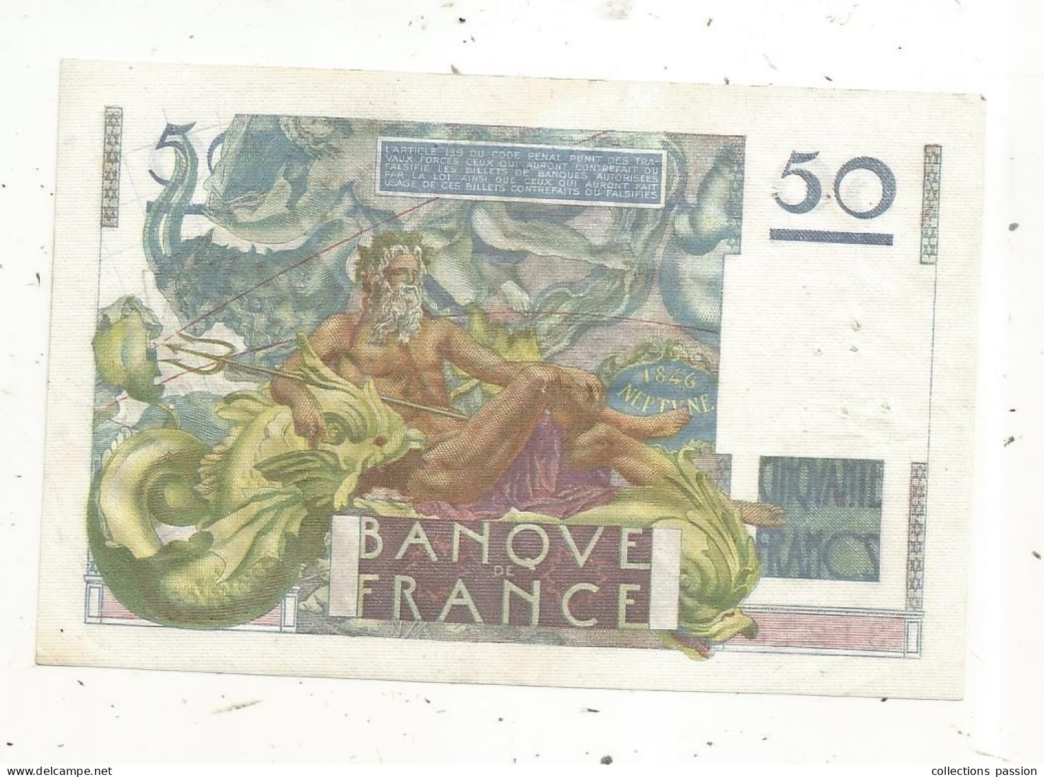 Billet, France, Le Verrier, 19-5-1949, SUP , 2 Scans - 50 F 1946-1951 ''Le Verrier''