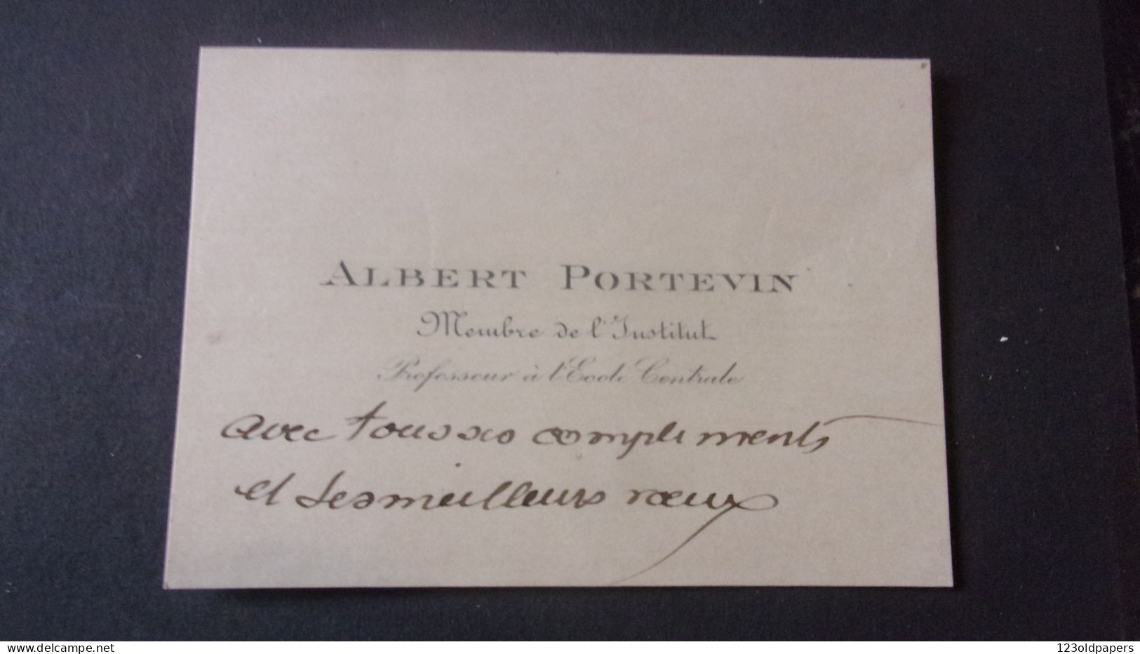 CDV  ALBERT PORTEVIN  Professeur à L'Ecole Centrale Des Arts Et Manufactures - Inventors & Scientists