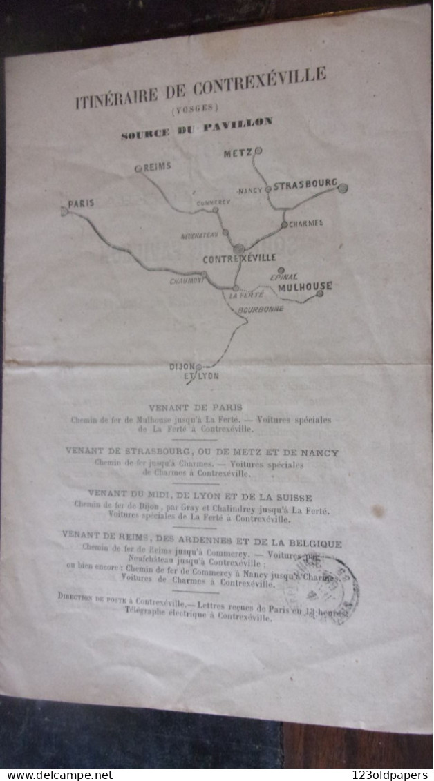 1865 NOTICE SUR EAUX MINERALES SOURCE DU PAVILLON CONTREXEVILLE ETABLISSEMENT  HYDROMINERAL HISTORIQUE .. - Lorraine - Vosges