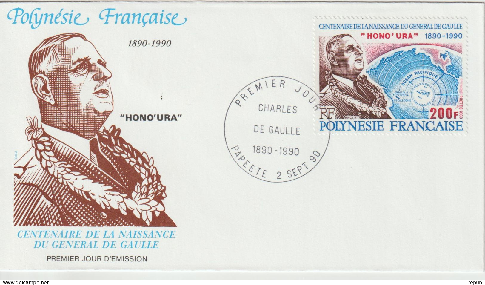 Polynésie FDC 1990 C De Gaulle 364 - FDC