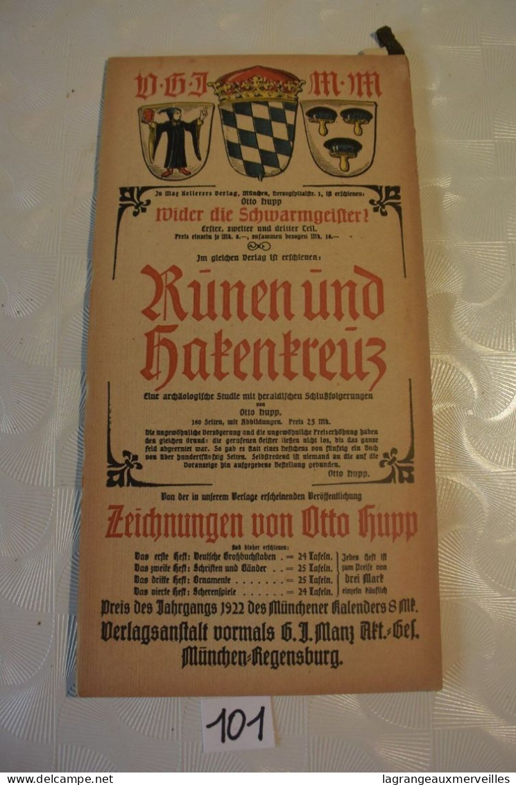 C101 MUNCHENER KALENDER 1922 German Pulp Paper Otto Hupp WW1 WW2 - Groot Formaat: 1921-40
