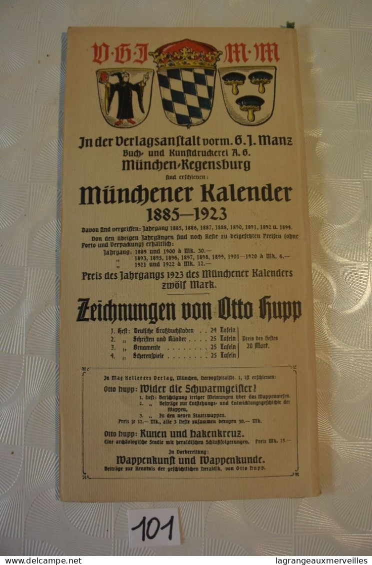 C101 MUNCHENER KALENDER 1923 German Pulp Paper Otto Hupp WW1 WW2 - Grossformat : 1901-20