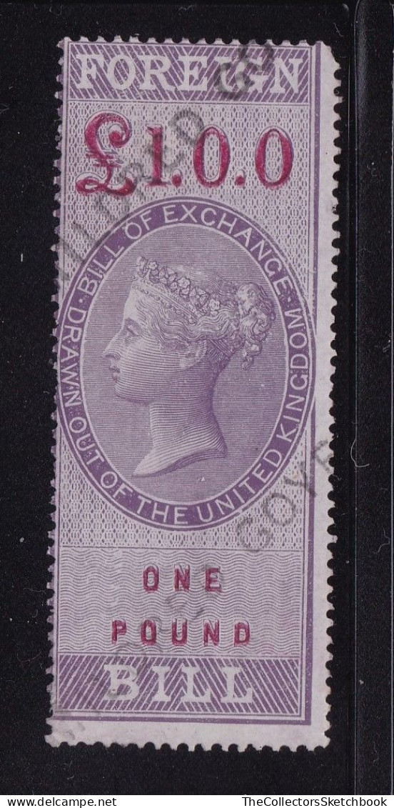 GB  Fiscals / Revenues Foreign Bill;  £1 Lilac And Carmine Neatly Cancelled Good Used Barefoot 64 - Fiscale Zegels