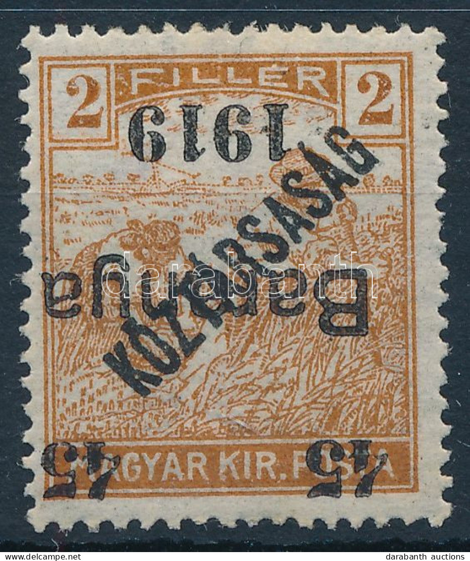 * Baranya I. 1919 Arató/Köztársaság 45f/2f Fordított Felülnyomással / Mi 45 With Inverted Overprint. Signed: Bodor - Other & Unclassified