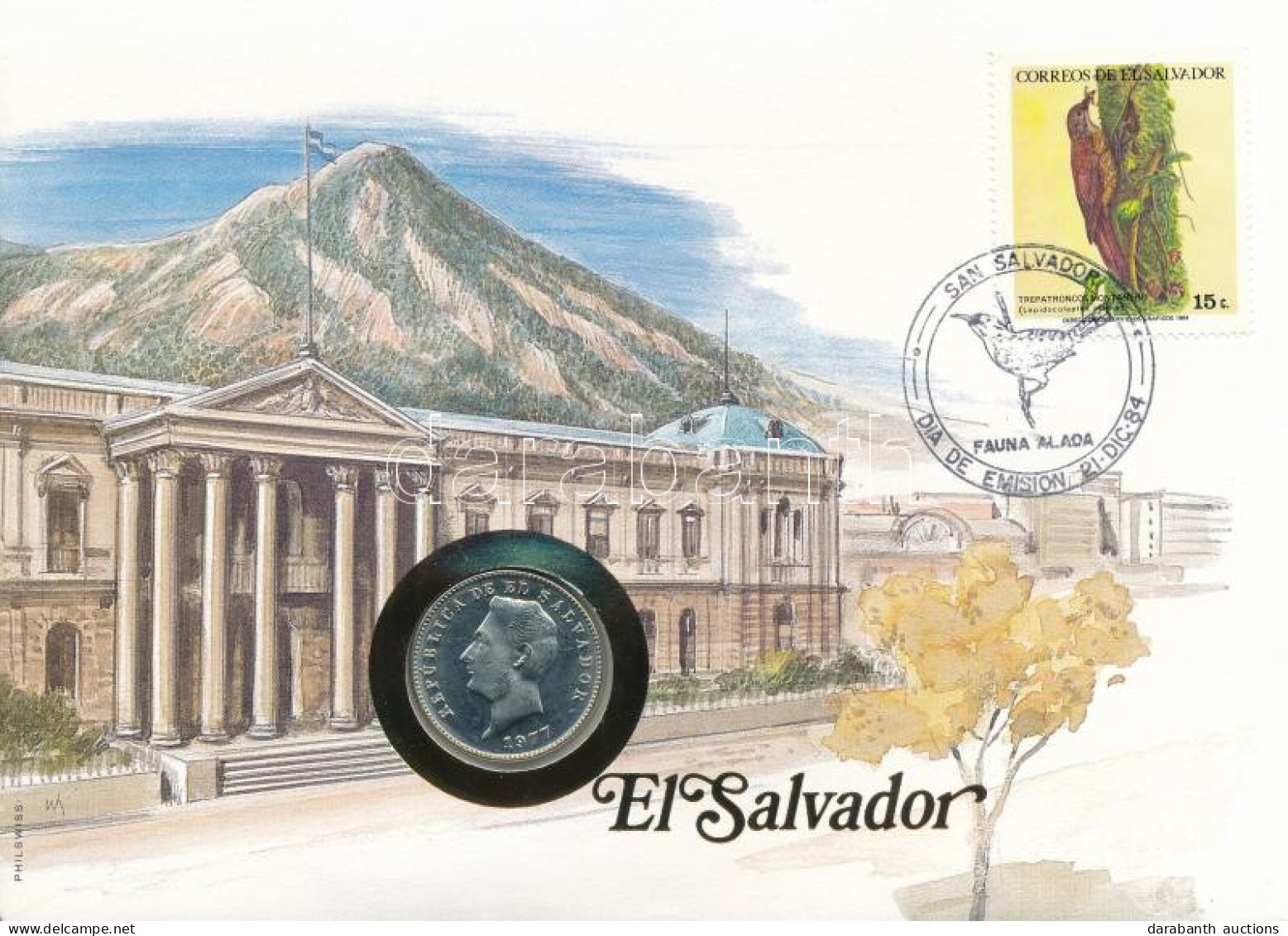 El Salvador 1977. 10c Ni-sárgaréz "Francisco Morazan" Felbélyegzett Borítékban, Bélyegzéssel, Német Nyelvű Leírással T:U - Zonder Classificatie